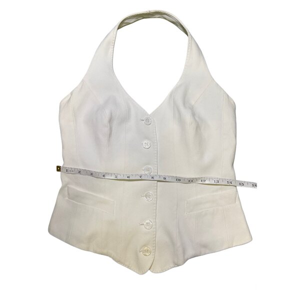 Vintage Karen Millen White Halter Button Front Vest Top - Size 6 - Picture 4 of 5